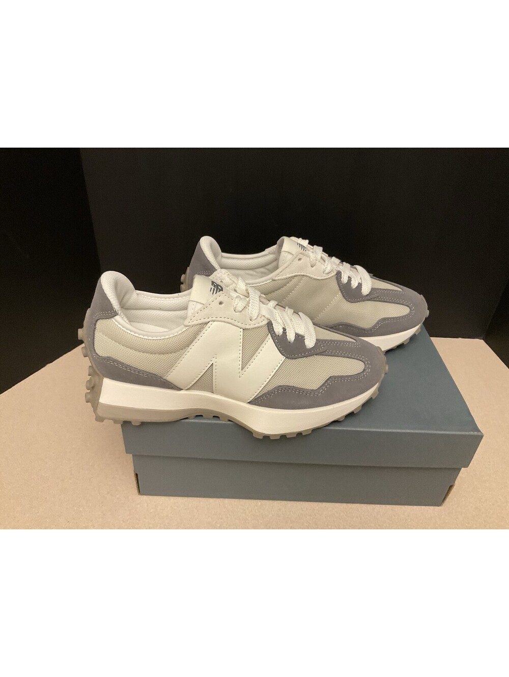 New! Womens New Balance 327 Castlerock/Timberwolf Athletic Shoes. Size 8. Nice!